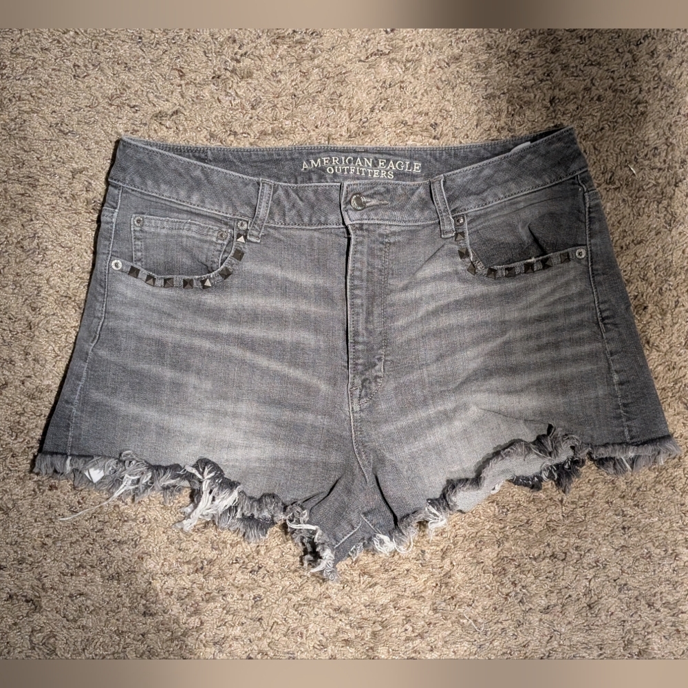 Grey Studded Shorts